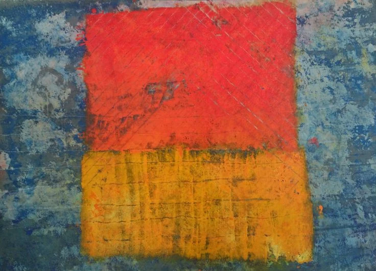 Rojo, amarillo y azul sobre plomo